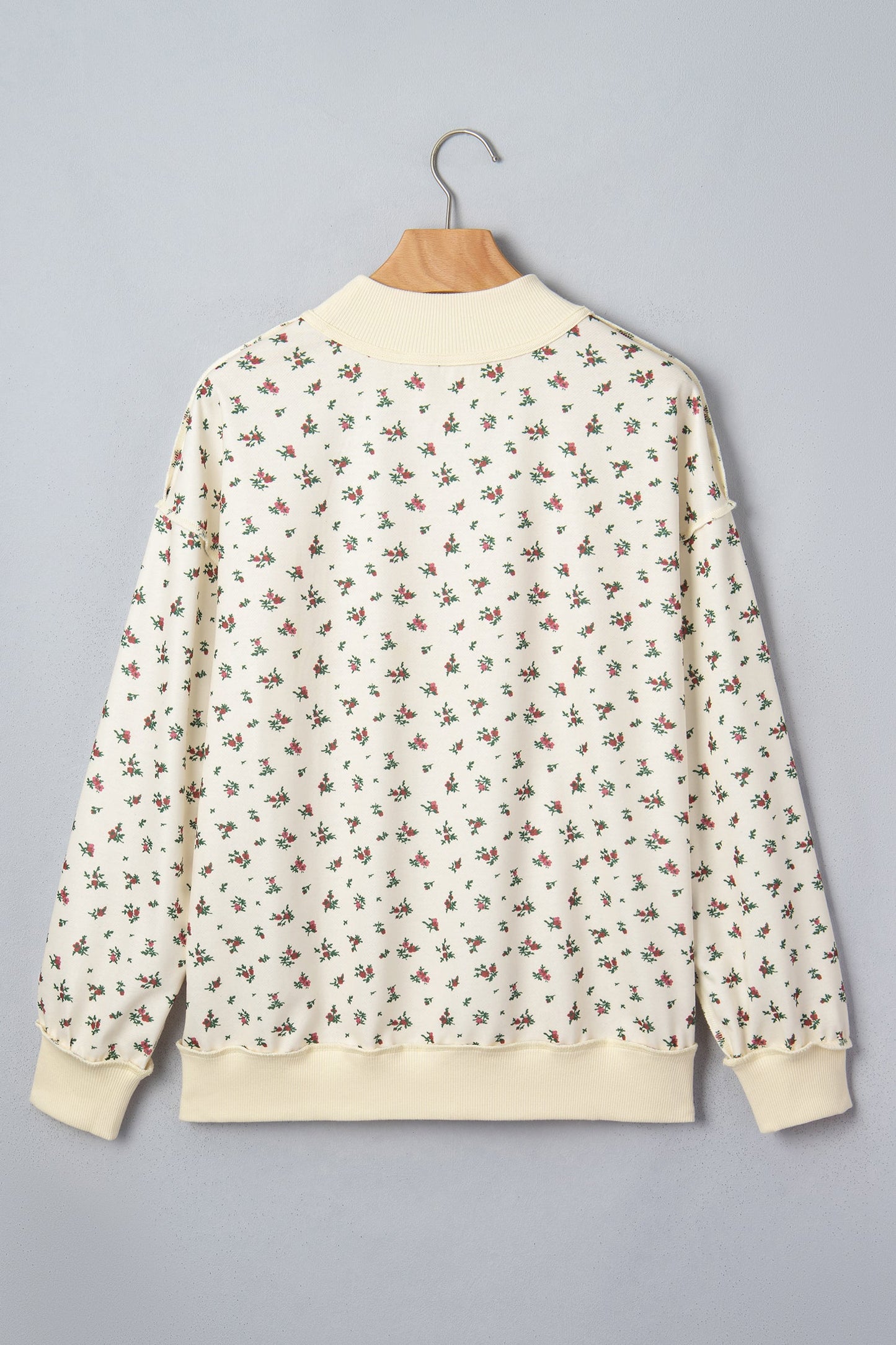 TEXAS Embroidered Floral Mock Neck Sweatshirt