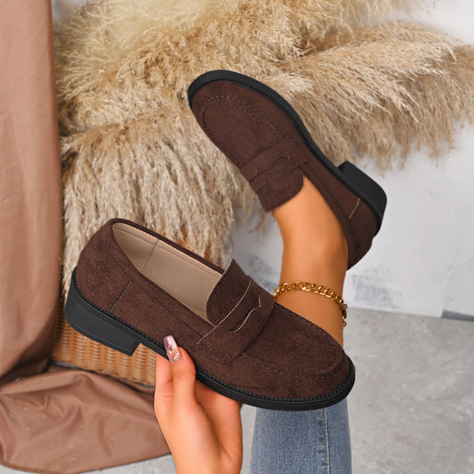 Women's Vintage Suede Loafers - British Style Slip-On Shoes