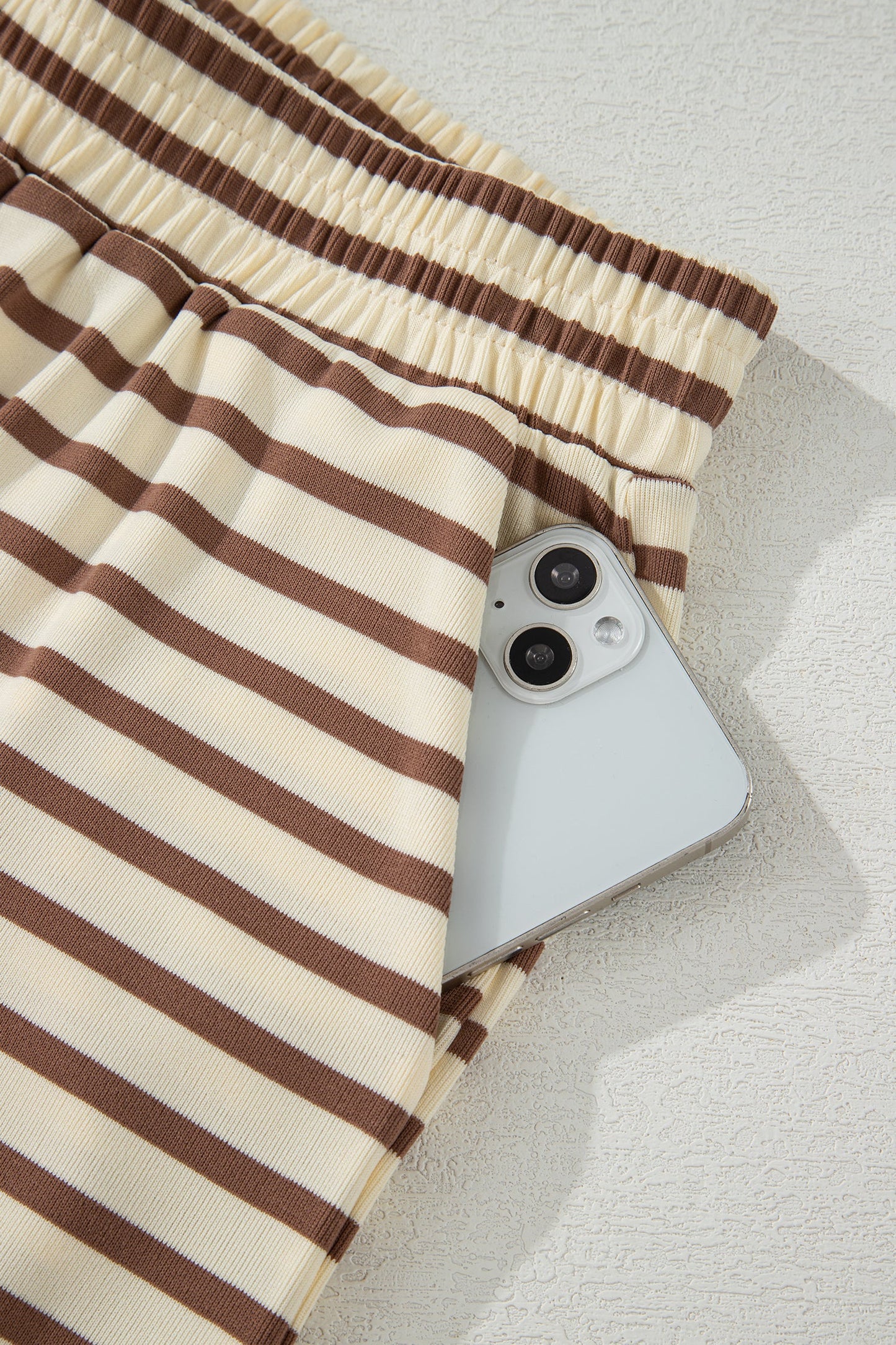Stripe Cap Sleeve Henley Top & Shorts Set