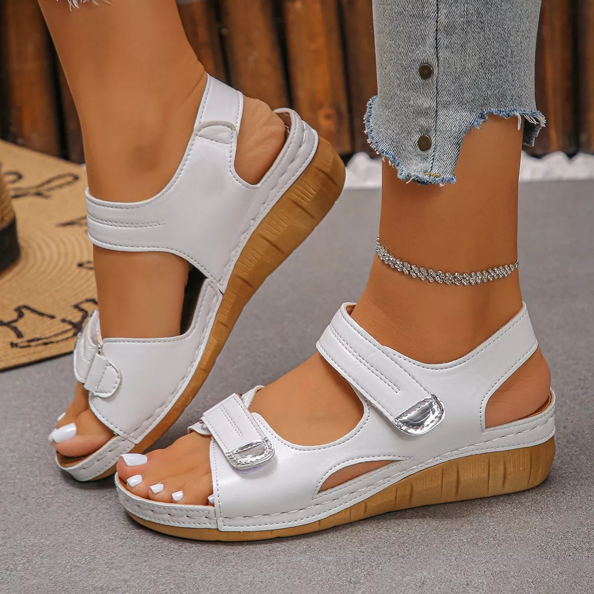 Open Toe Easy Strap Wedge Summer Sandals