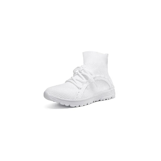 Round Toe Flats Athletic White