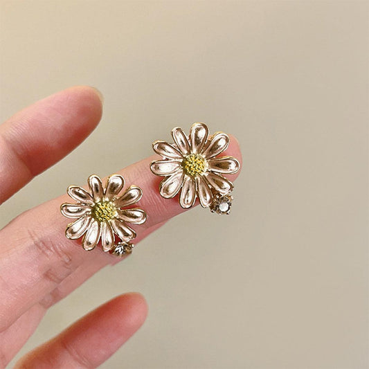 Alloy Drip Oil Flower Stud Earrings Blush Pink One Size