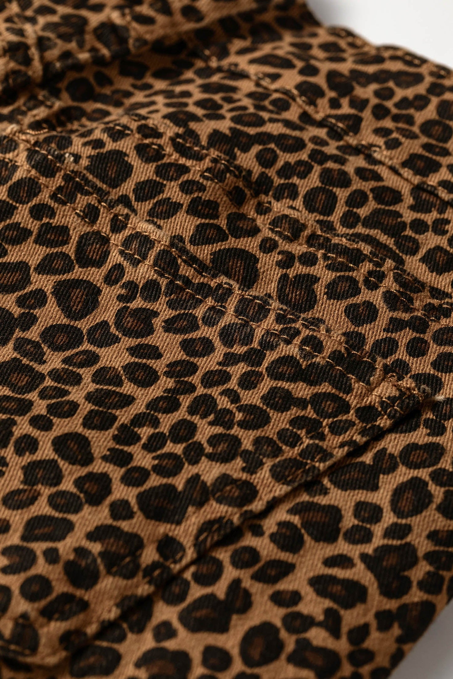 Leopard Ruffle Hem Shift Jeans