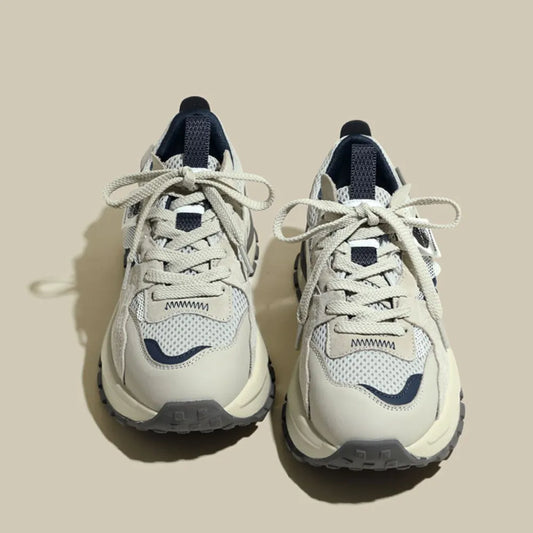 Round Toe Platform Sneakers Navy