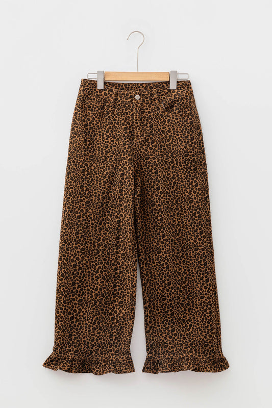 Leopard Ruffle Hem Shift Jeans