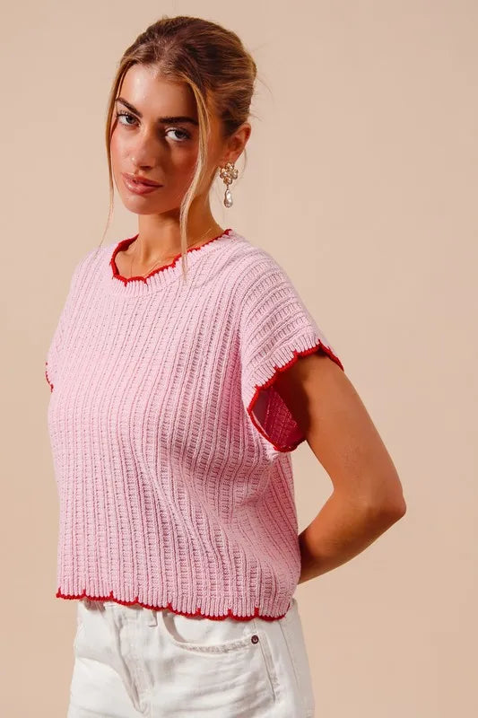 SO ME Textured Light Weight Sweater Dolman Top