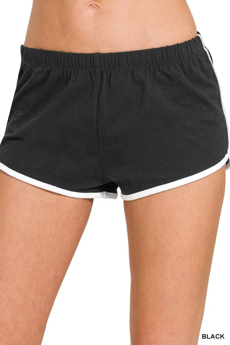 Zenana Elastic Waistband Dolphin Shorts BLACK