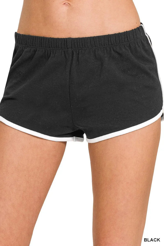 Zenana Elastic Waistband Dolphin Shorts BLACK