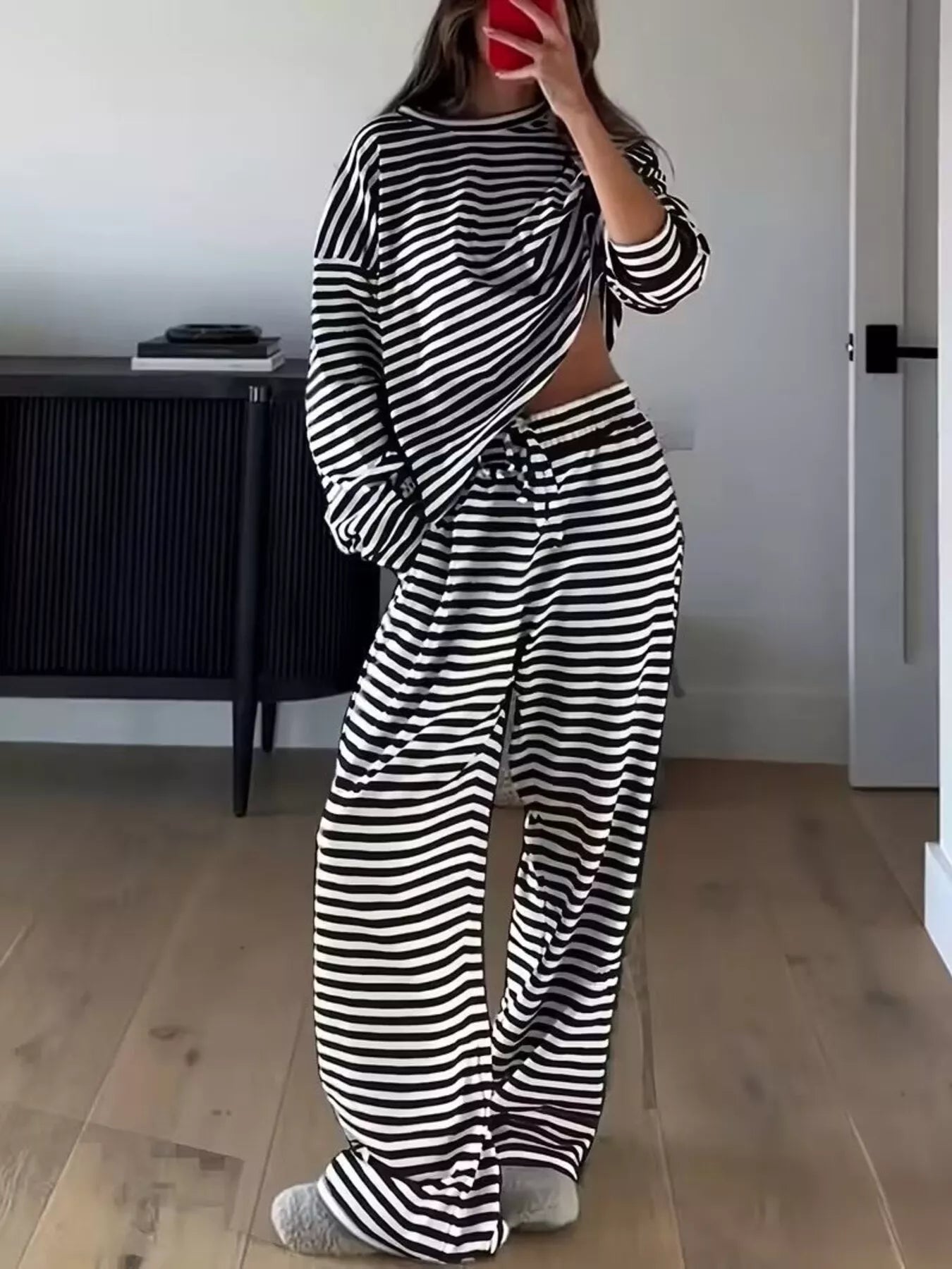 Striped Long Sleeve Top and Pants Set