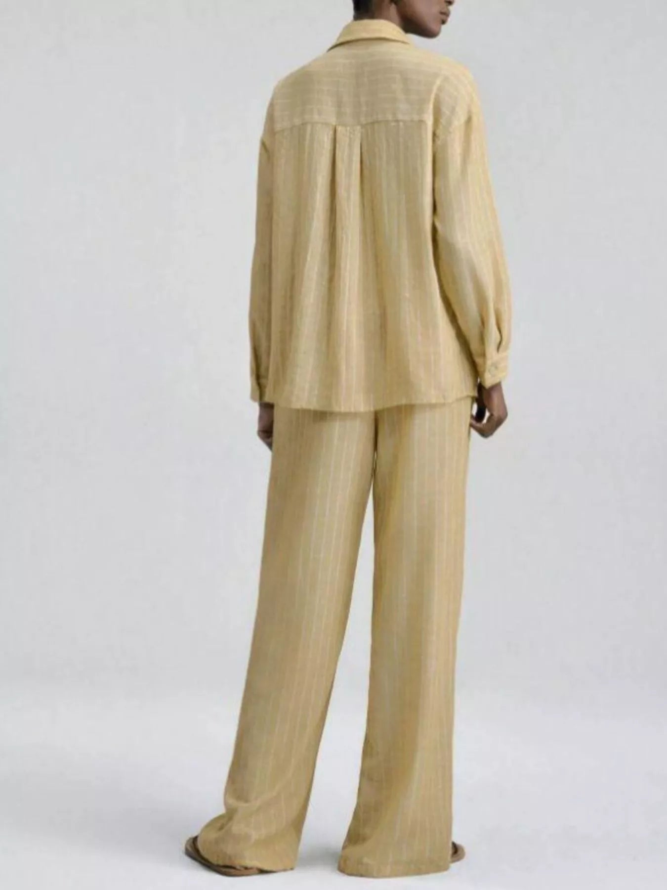 Striped Button Up Shirt and Pants Set
