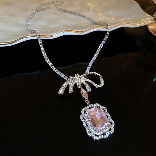Alloy Crystal Geometric Pendant Necklace Silver One Size