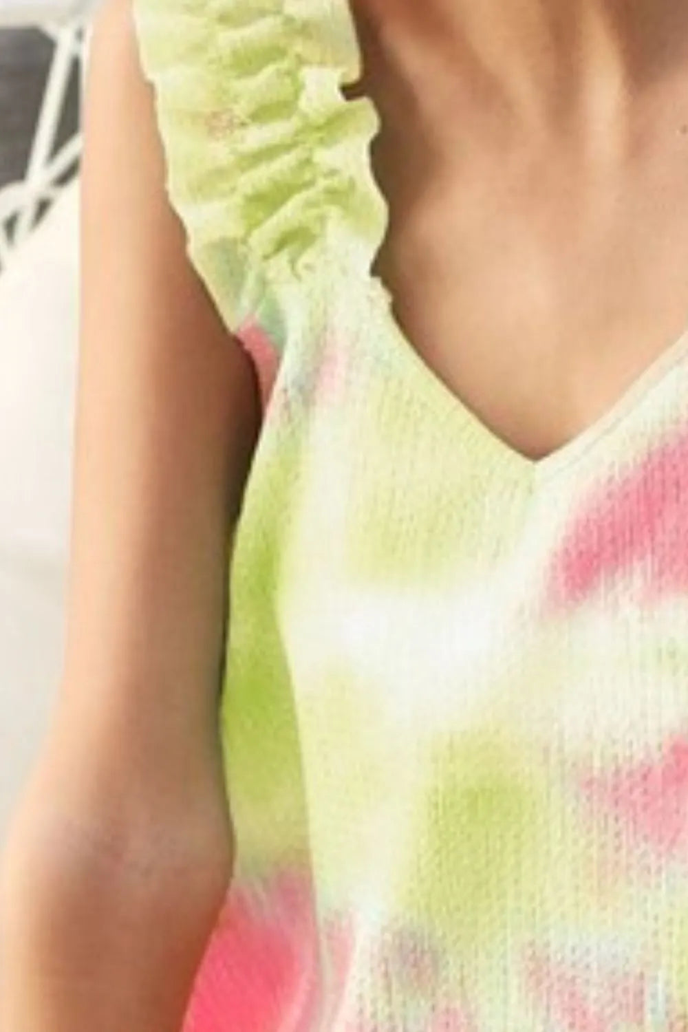 BiBi Tie Dye Printed Textured Woven with Ruffled