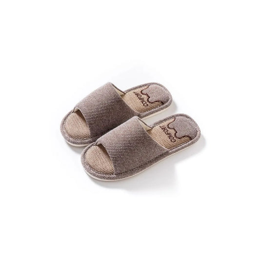 Open Toe Flats Slippers Brown