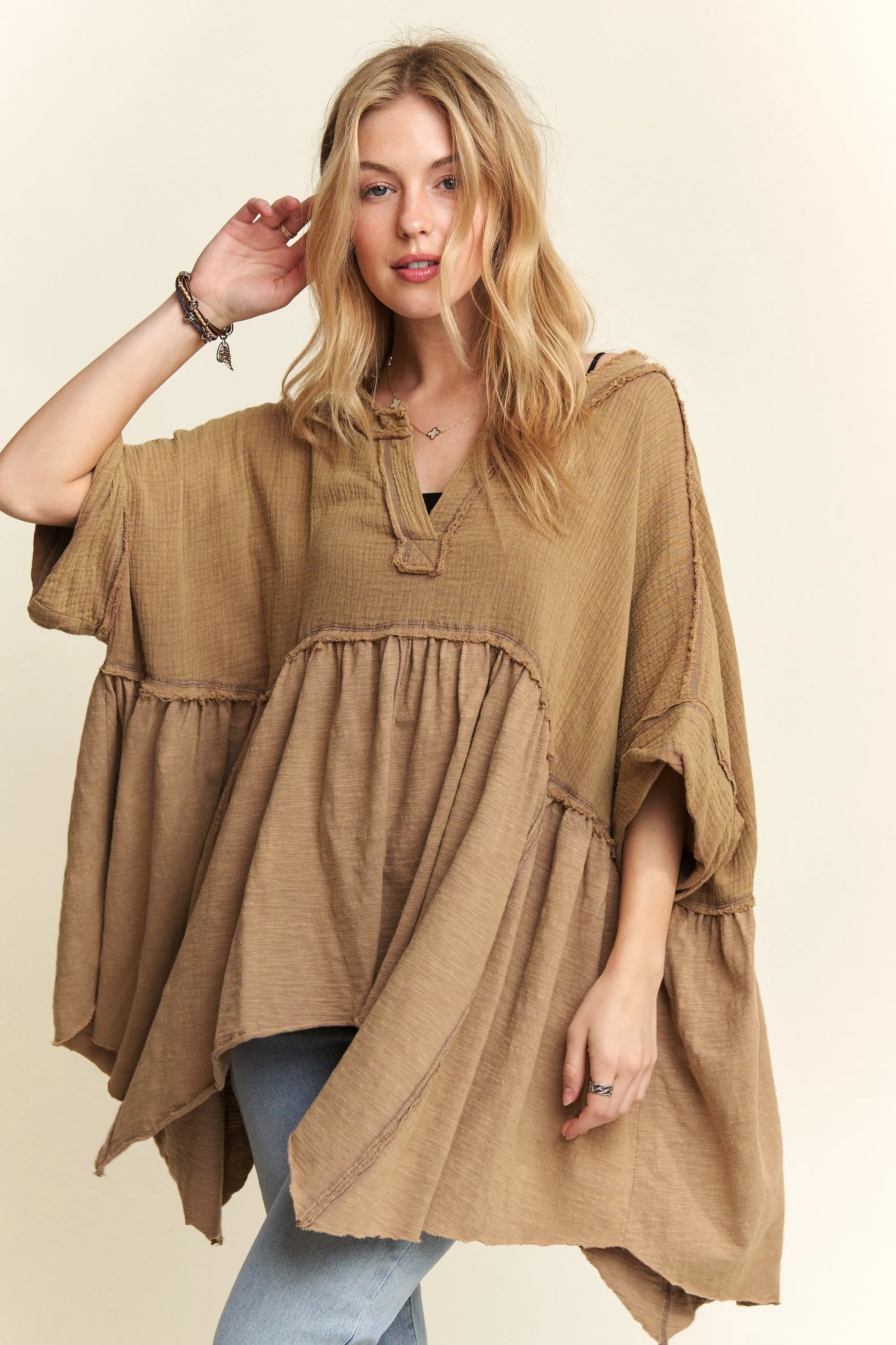 ADORA Oversized Mineral Washed Flare Top