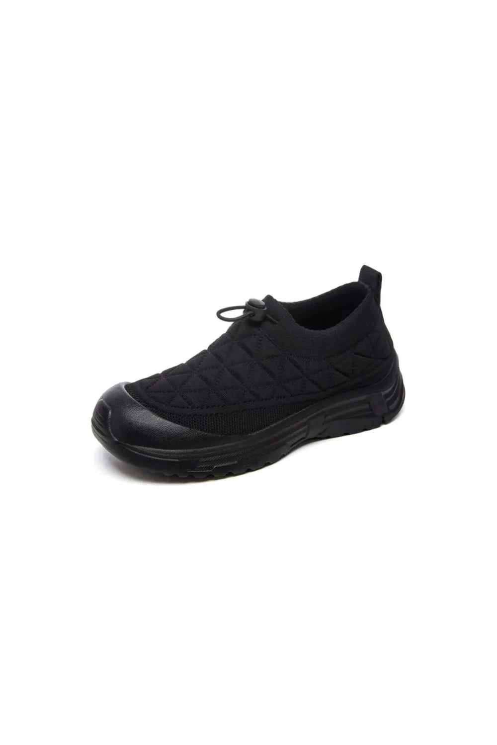 Drawstring Mesh Round Toe Sneakers Black