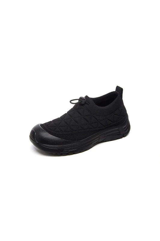 Drawstring Mesh Round Toe Sneakers Black
