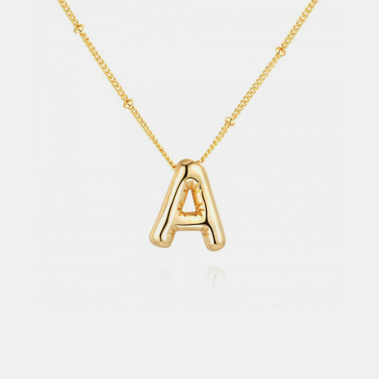 Gold-Plated Bubble Initial Necklace Style A One Size
