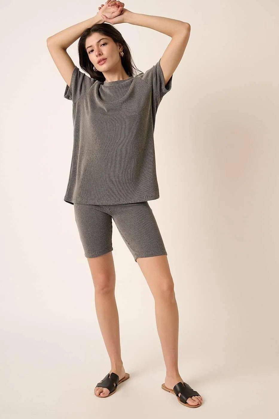 Mittoshop Rib Knit T-Shirt and Biker Short Set
