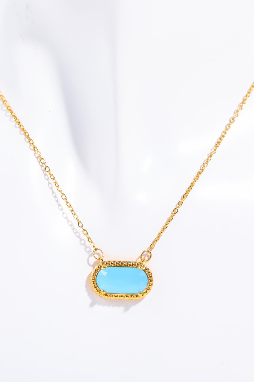 Copper 14K Gold-Plated Pendant Necklace Sky Blue One Size