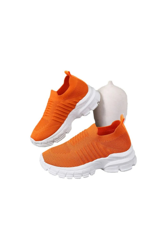 Breathable Mesh Round Toe Platform Athletic Orange