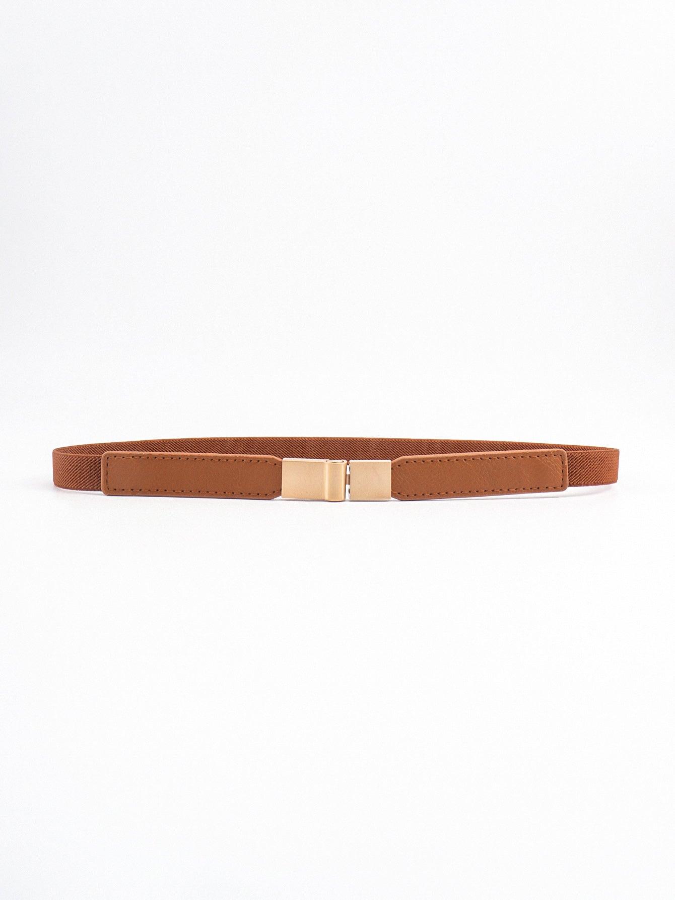 PU Elastic Skinny Belt Caramel One Size