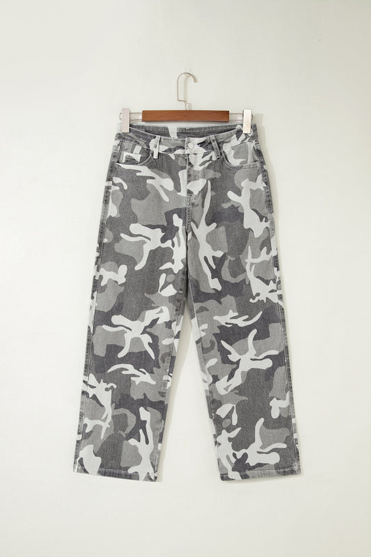 Camo Denim High Waist Jeans