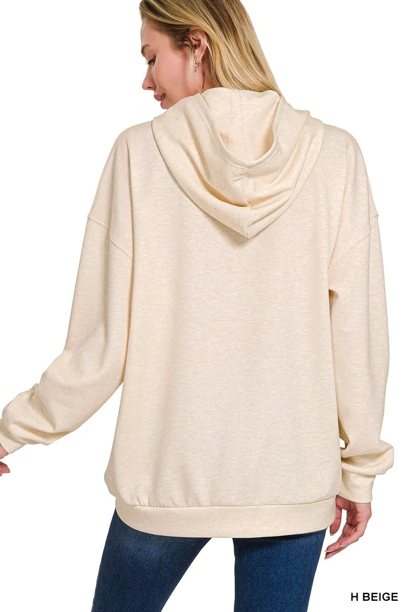 Zenana Oversized Scuba Hoodie with Kangaroo Pocket