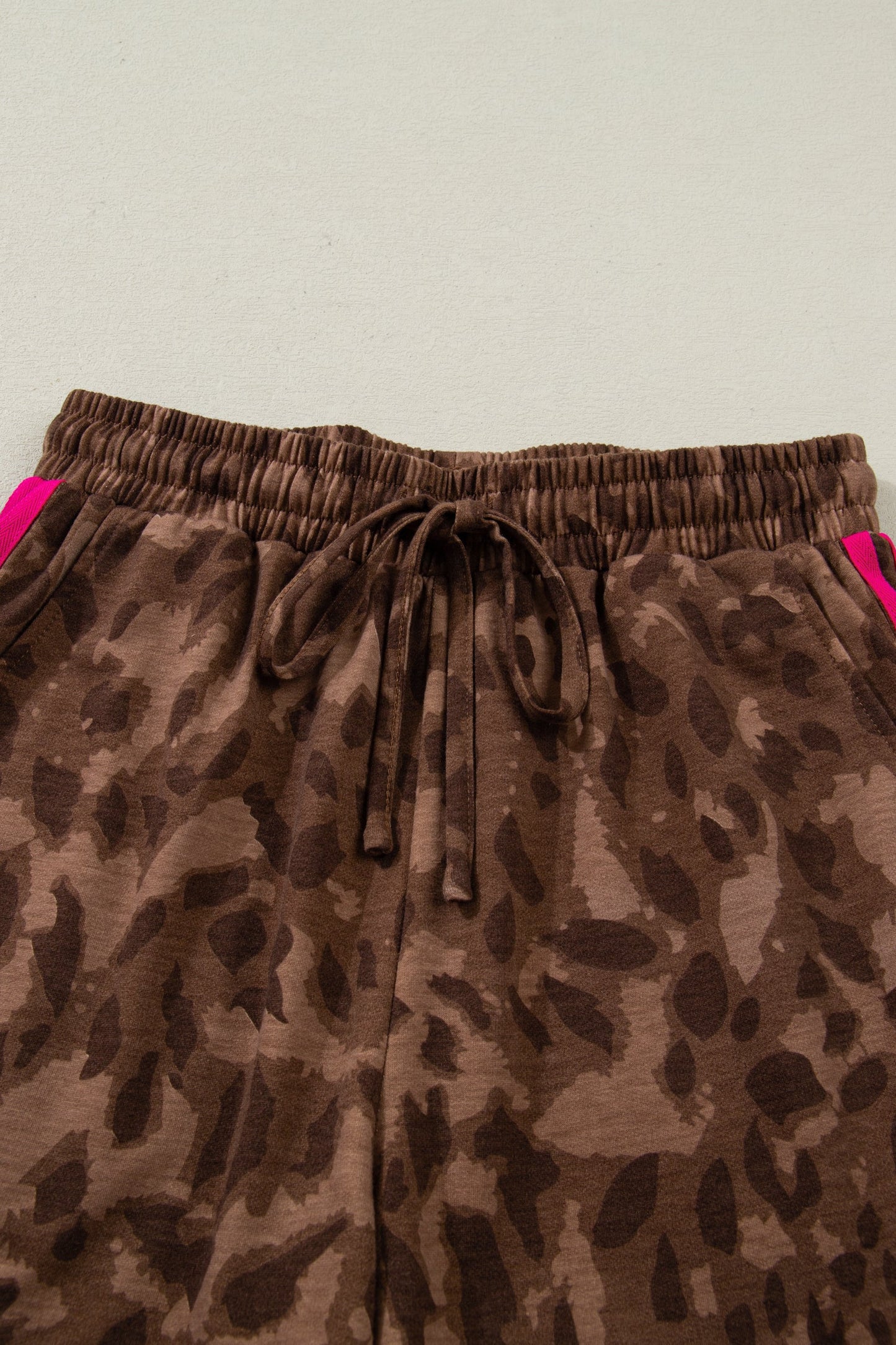Leopard Contrast Stripe Tee & Shorts Set