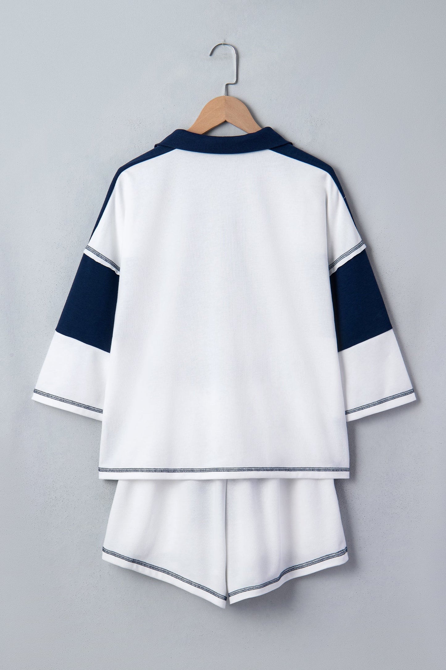 Stripe Colorblock Reverse Seam Top and Shorts Set