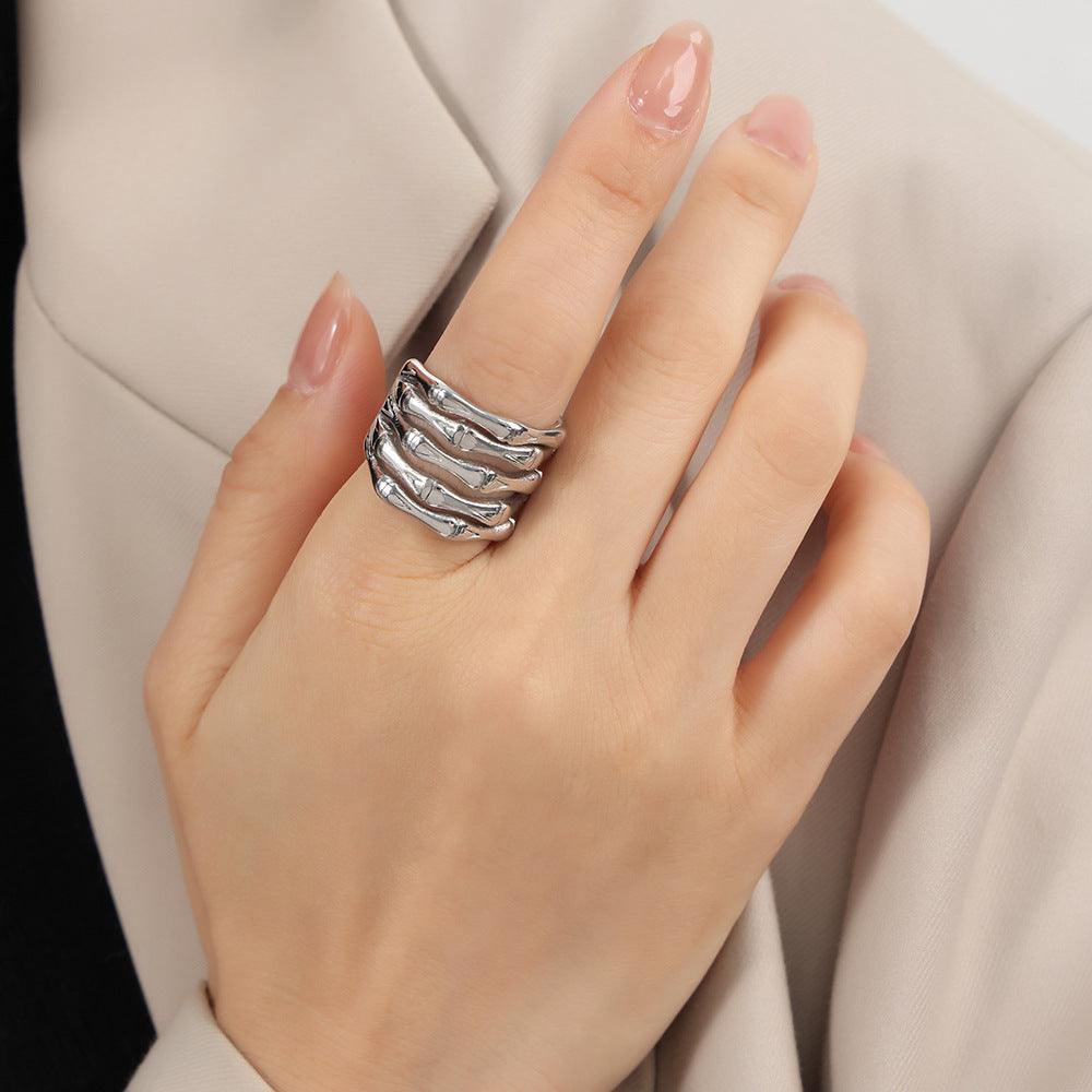 Titanium Steel Multi-Layered Ring Silver