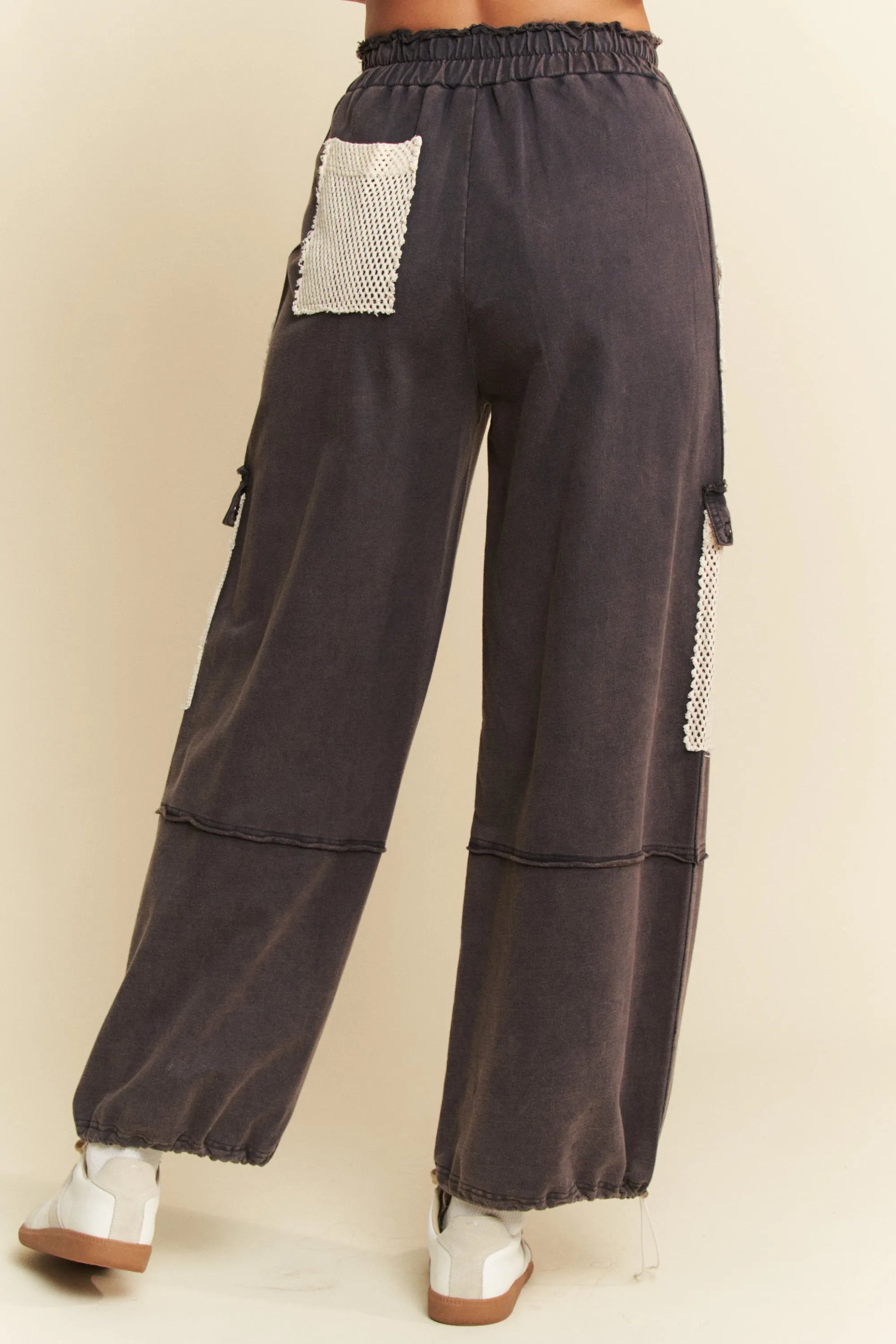 Davi & Dani Lace Patchwork Bottom Opening Adjustable Pants