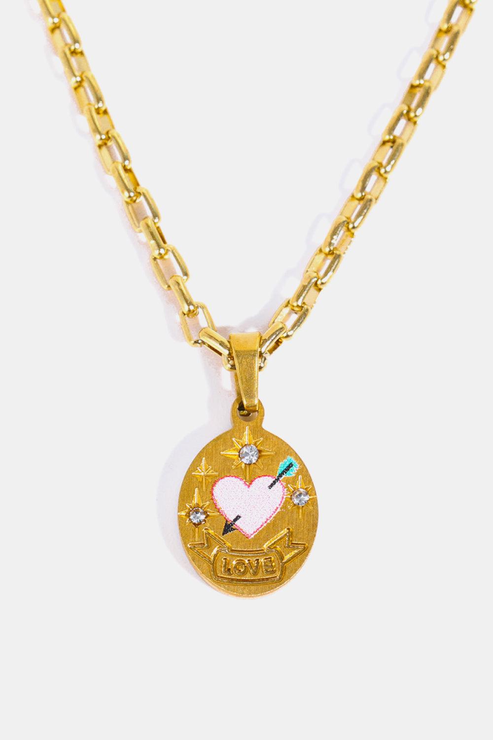 Stainless Steel 18K Gold-Plated Necklace Heart One Size