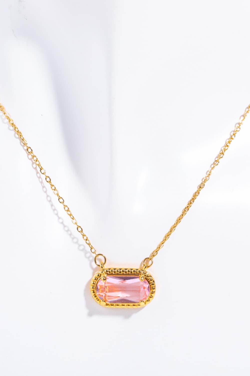 Copper 14K Gold-Plated Pendant Necklace Pink One Size