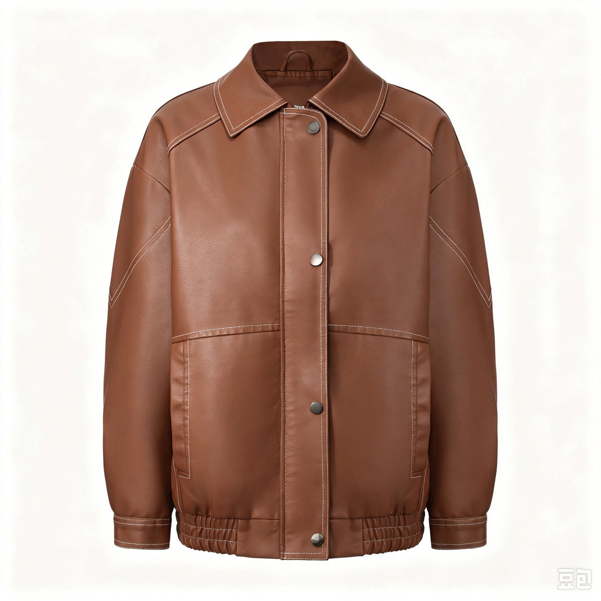 Women's  Jacket with Zipper Faux Leather