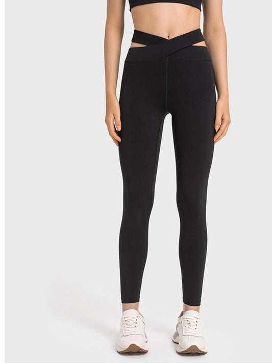 Millennia Crisscross Cutout Sports Leggings Black