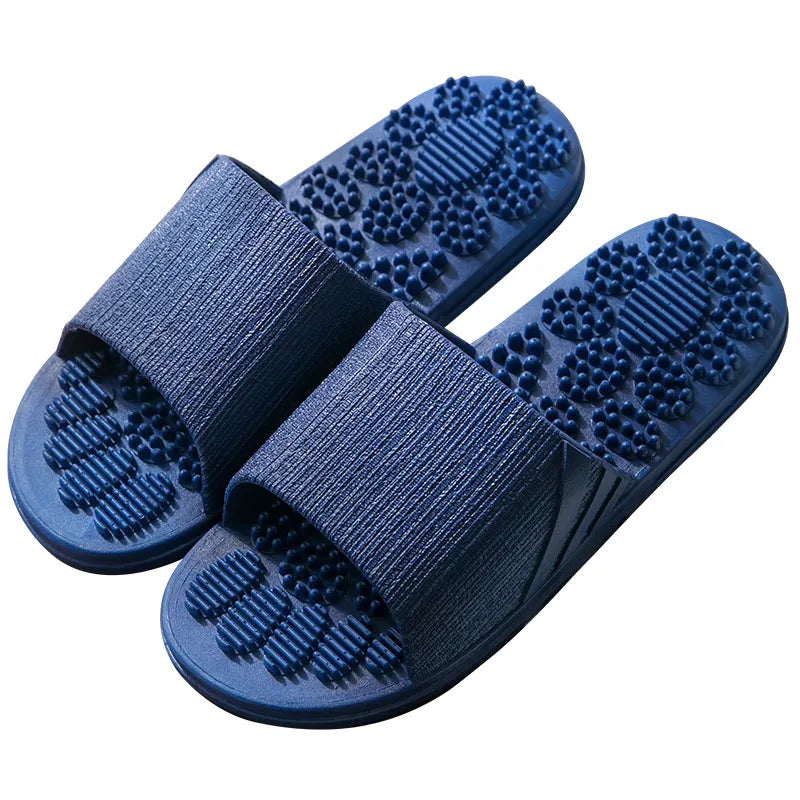 Open Toe Flats Slippers Blue