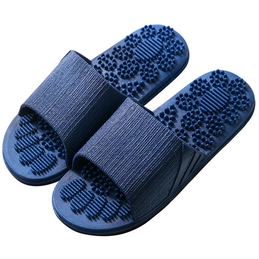 Open Toe Flats Slippers Blue