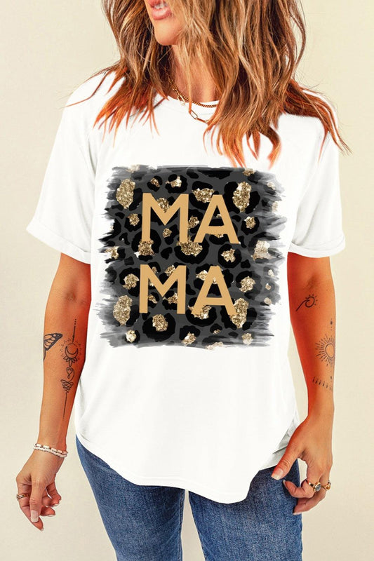 MAMA Round Neck Short Sleeve T-Shirt White