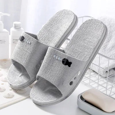Open Toe Flats Slippers Gray