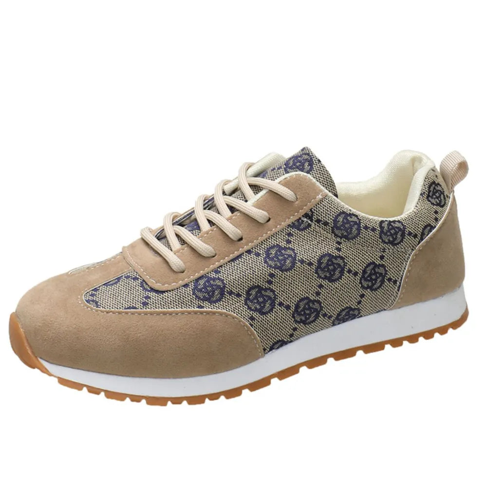 Floral Contrast Round Toe Sneakers Navy