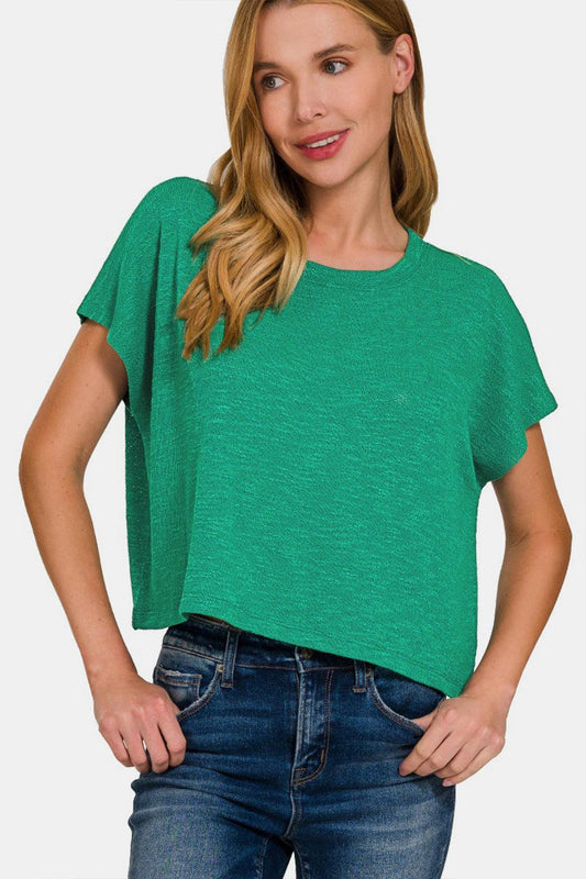 Zenana Round Neck Short Sleeve T-Shirt K Green