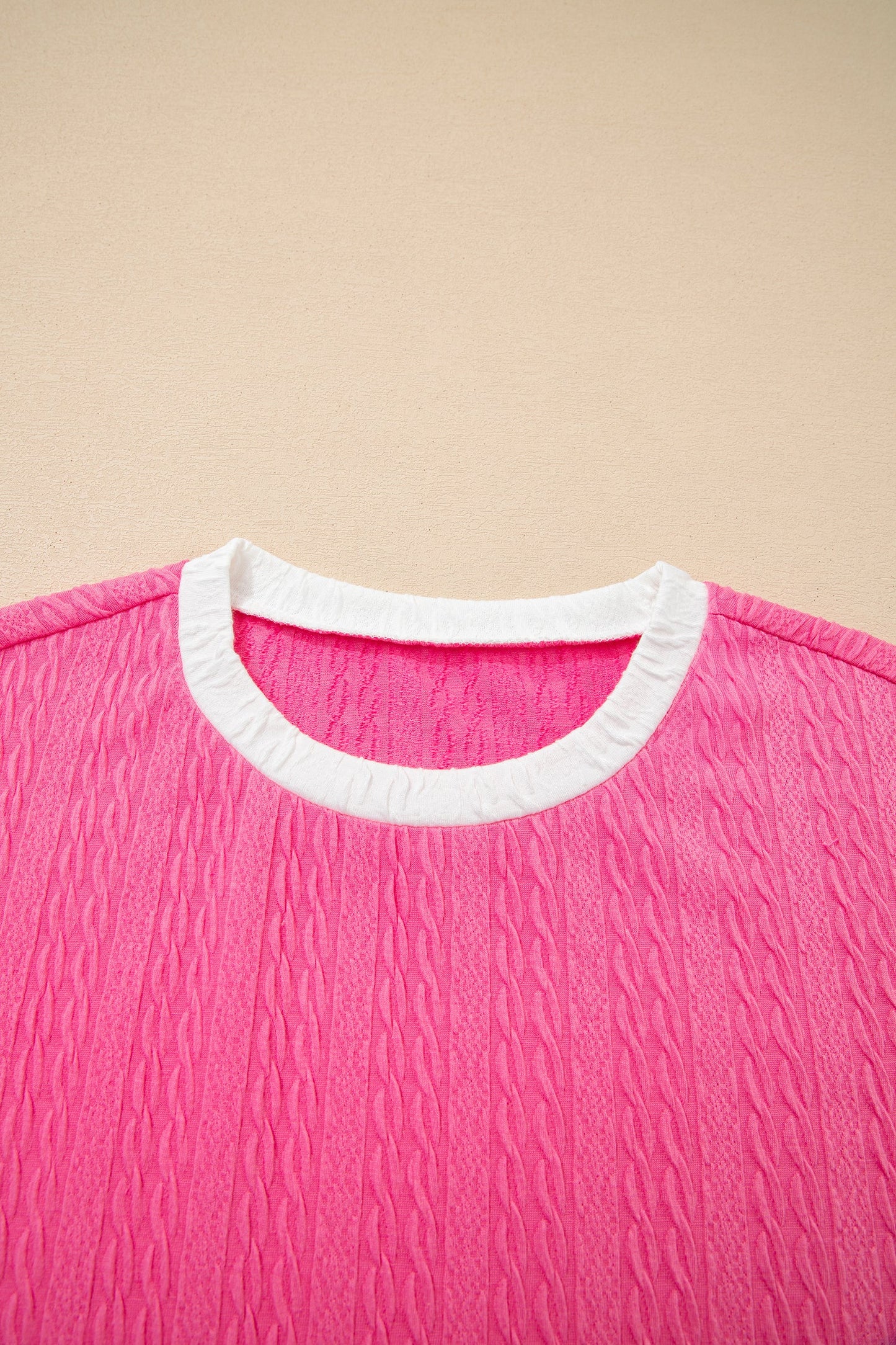 Colorblock Textured Tee & Drawstring Shorts Set