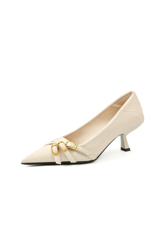 Point Toe Low Heel Pumps White