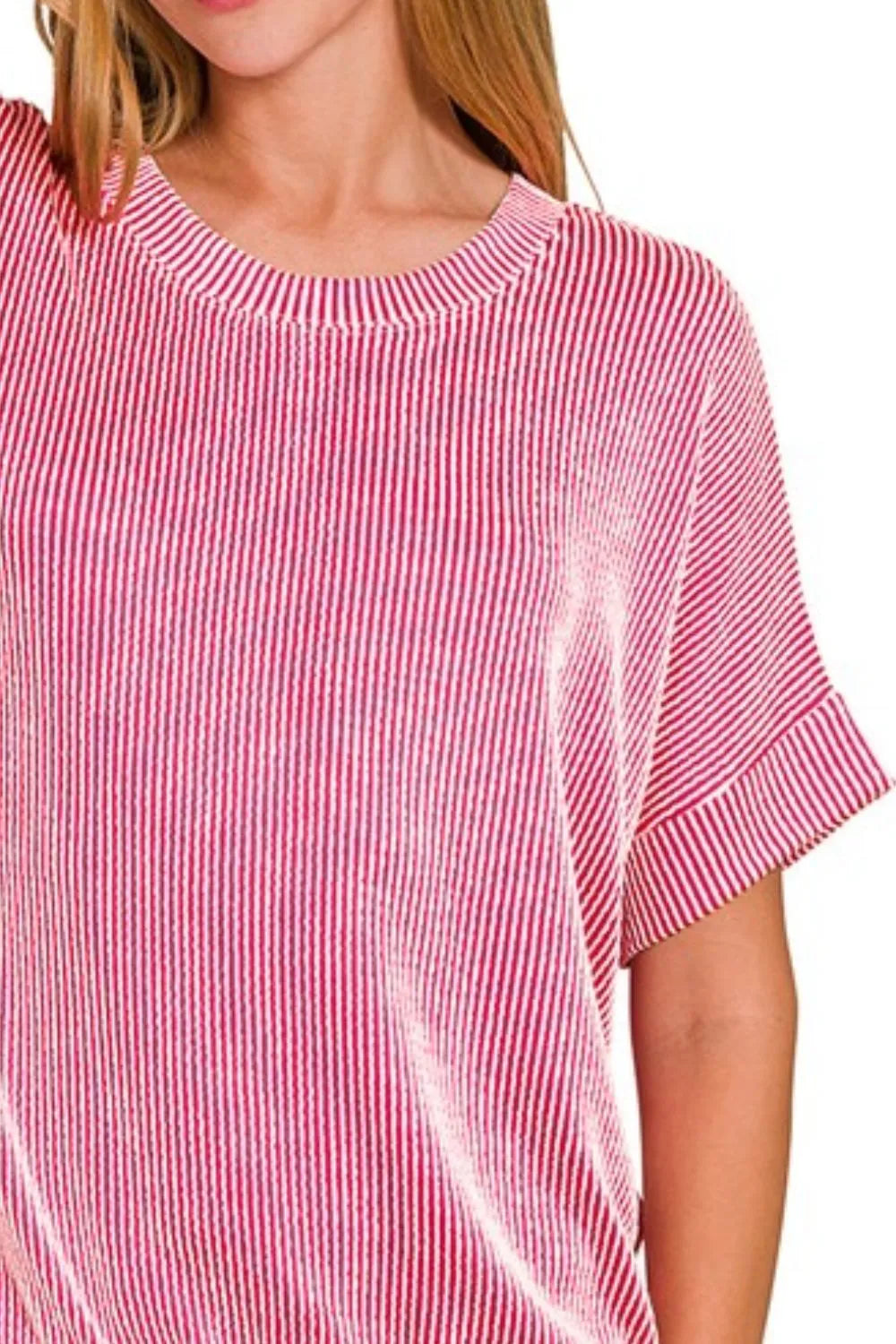 Zenana Corded Rib Short Sleeve T-Shirt