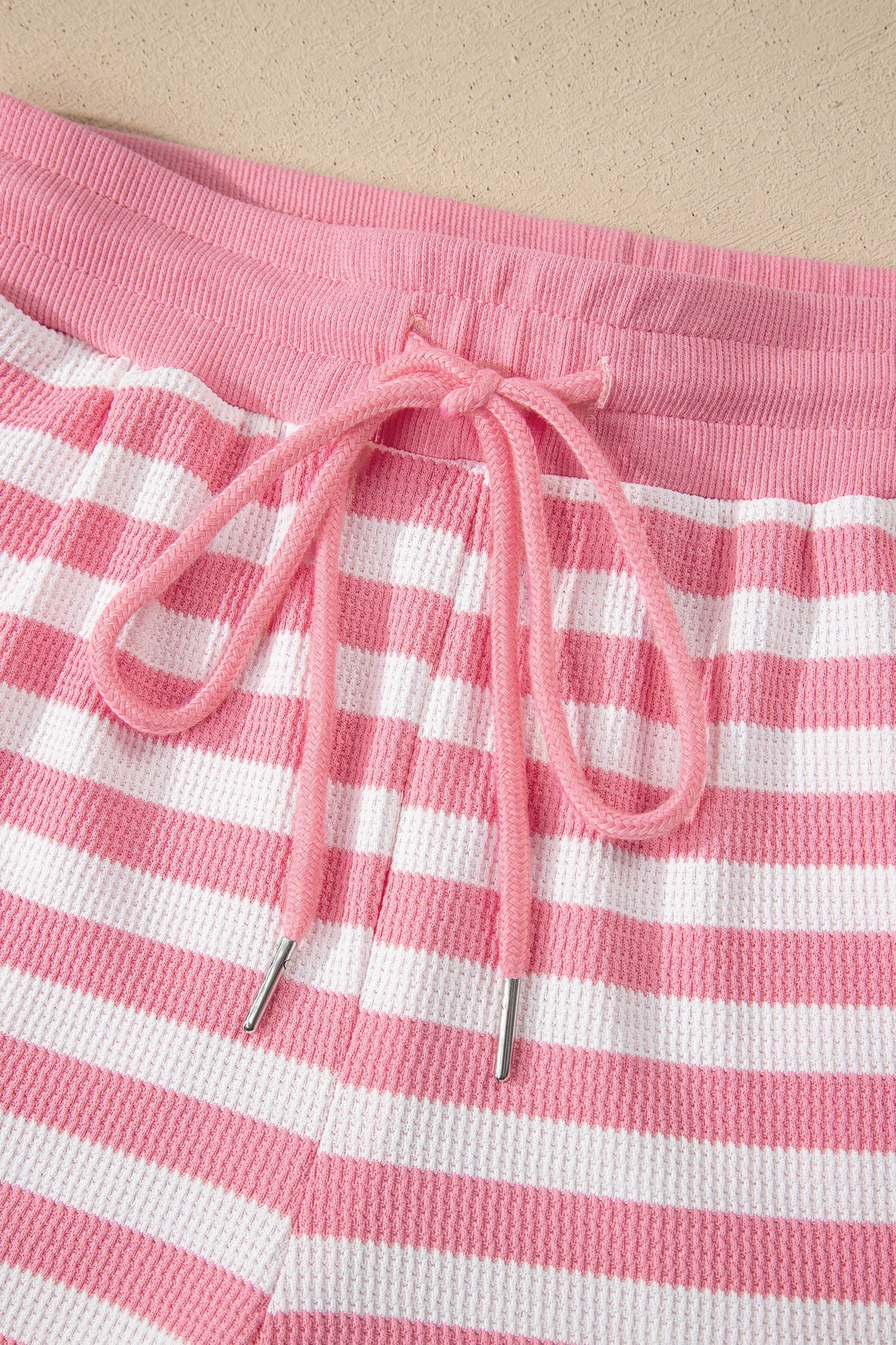 Stripe Puff Sleeve T-Shirt & Drawstring Shorts Set