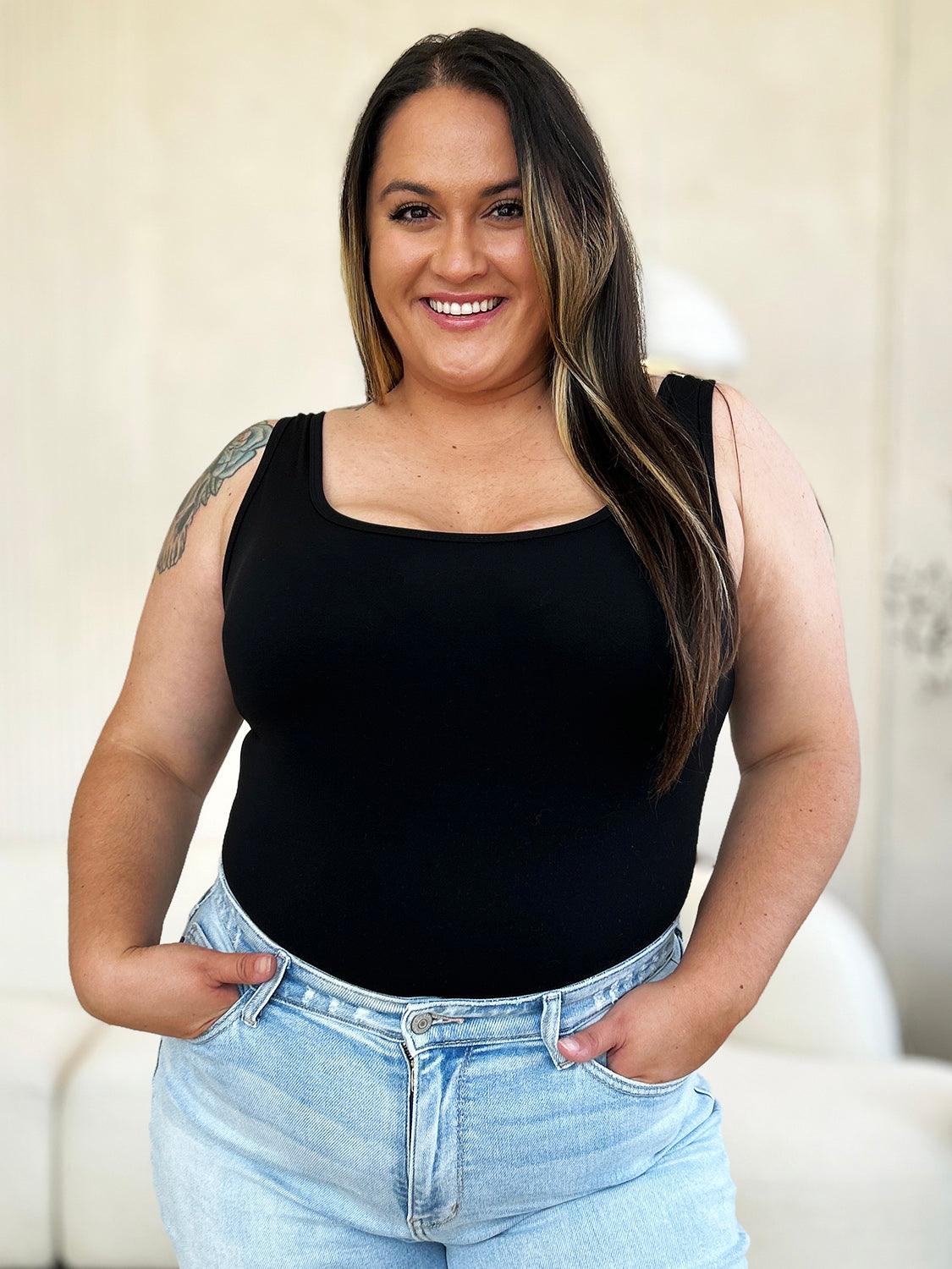 Basic Bae Full Size Square Neck Sleeveless Bodysuit Black
