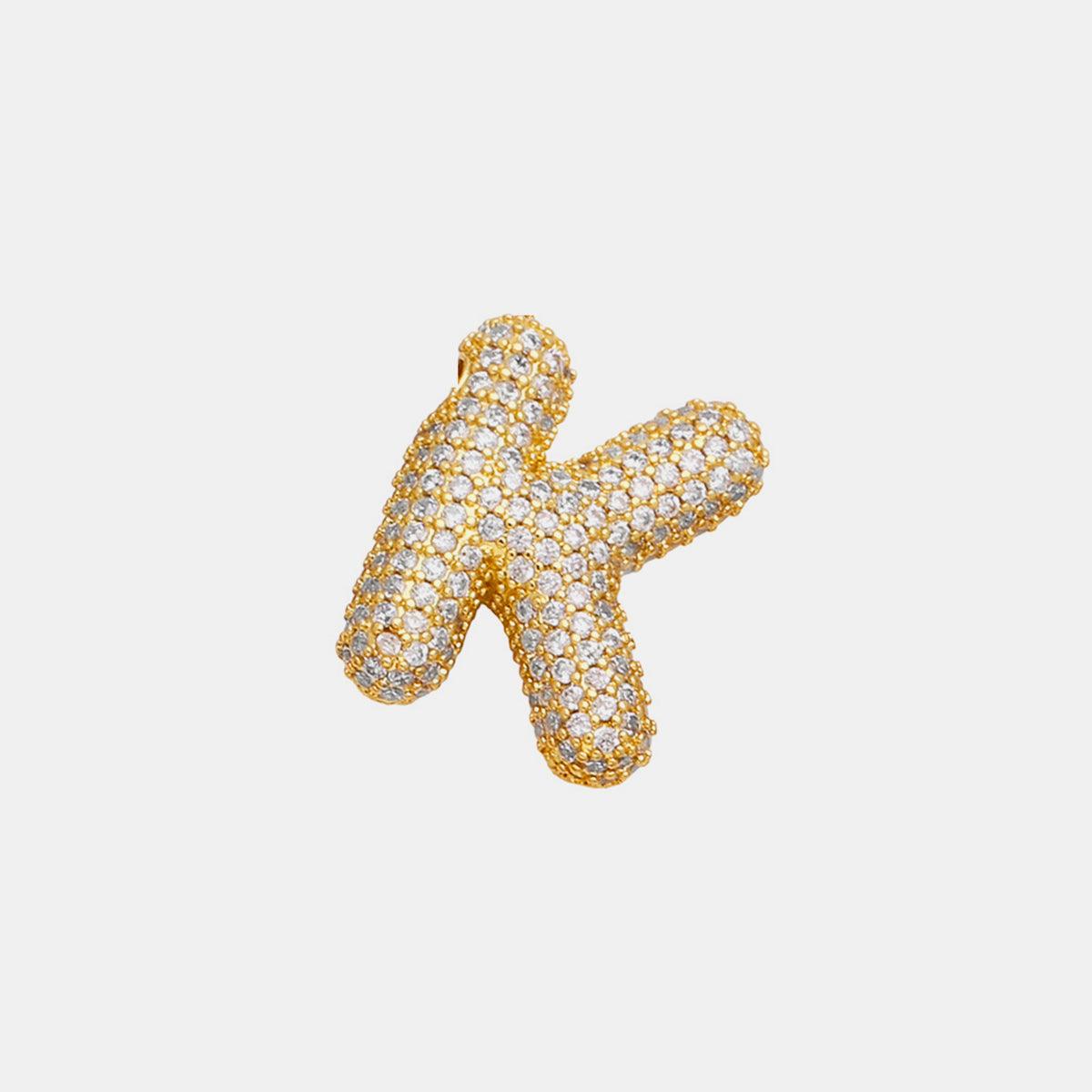 Inlaid Zircon Bubble Initial Necklace Style K One Size