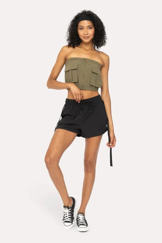 MONO B Cargochic Ribstop Tube Top IVY GREEN