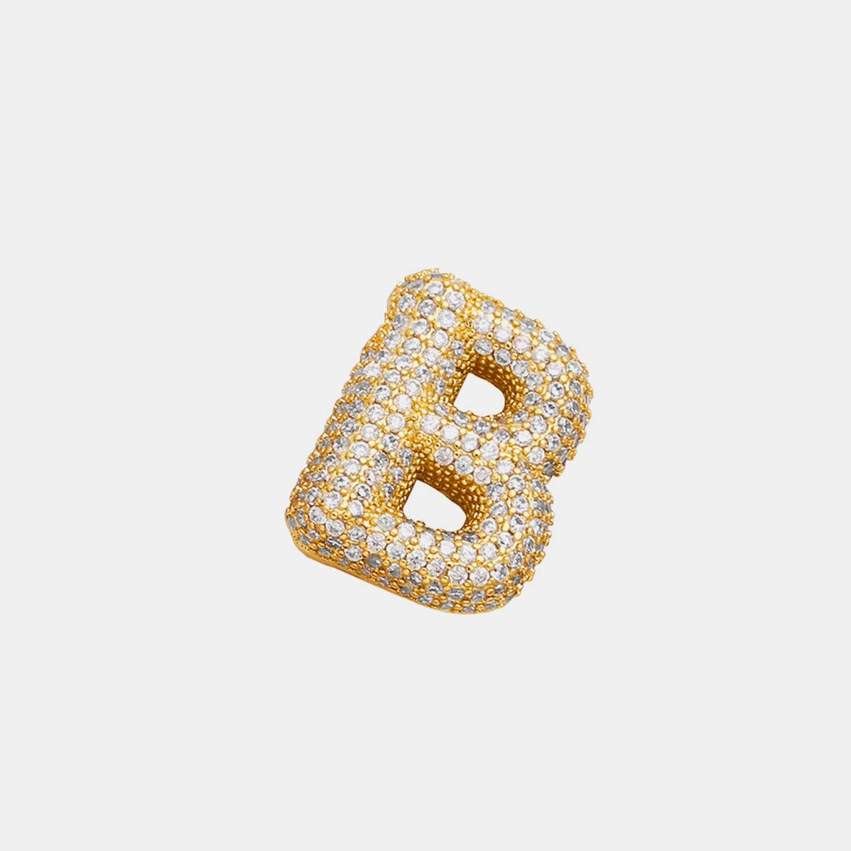 Inlaid Zircon Bubble Initial Necklace Style B One Size