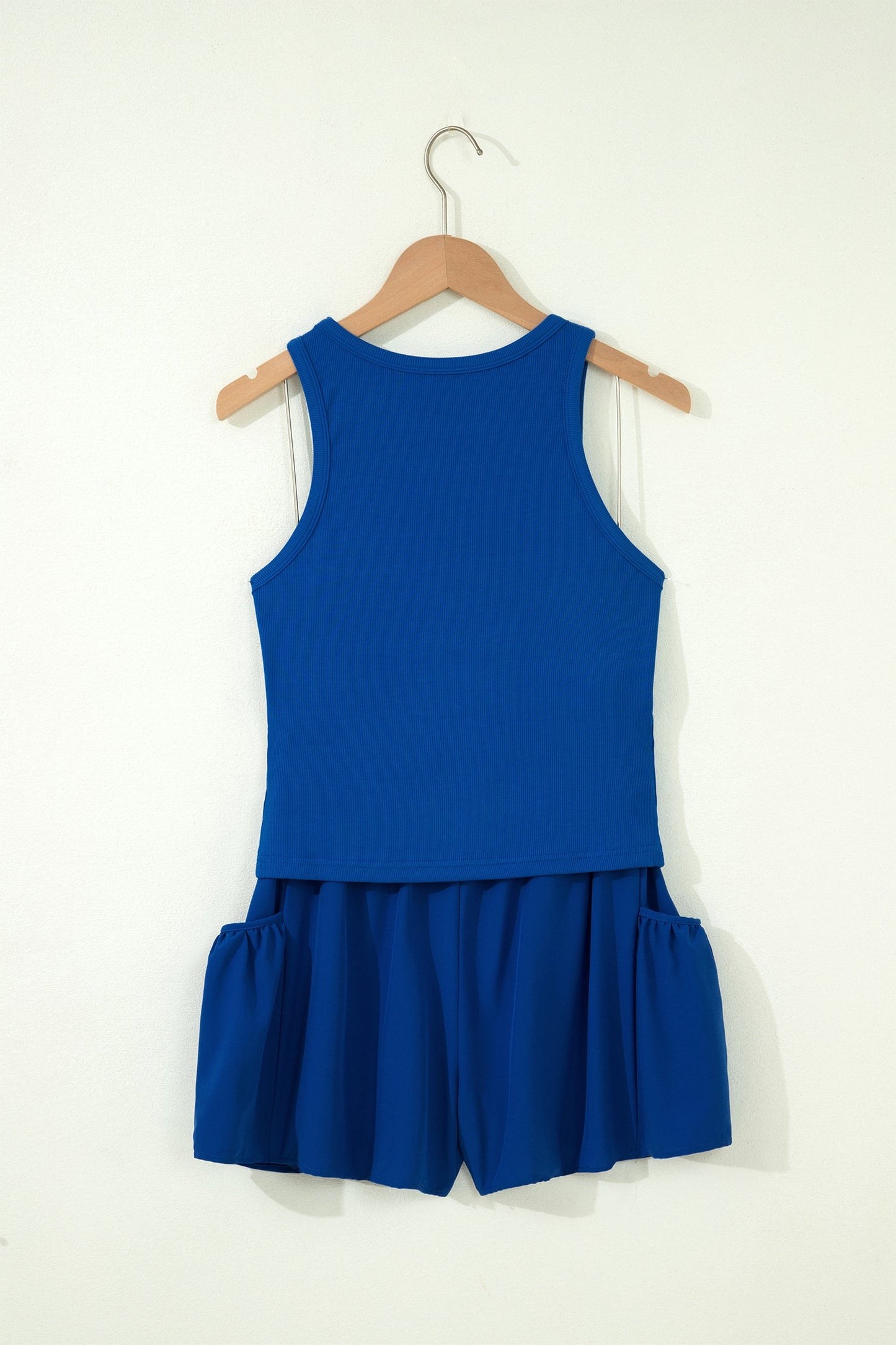 Solid Ribbed Tank & Wide Leg Shorts Set